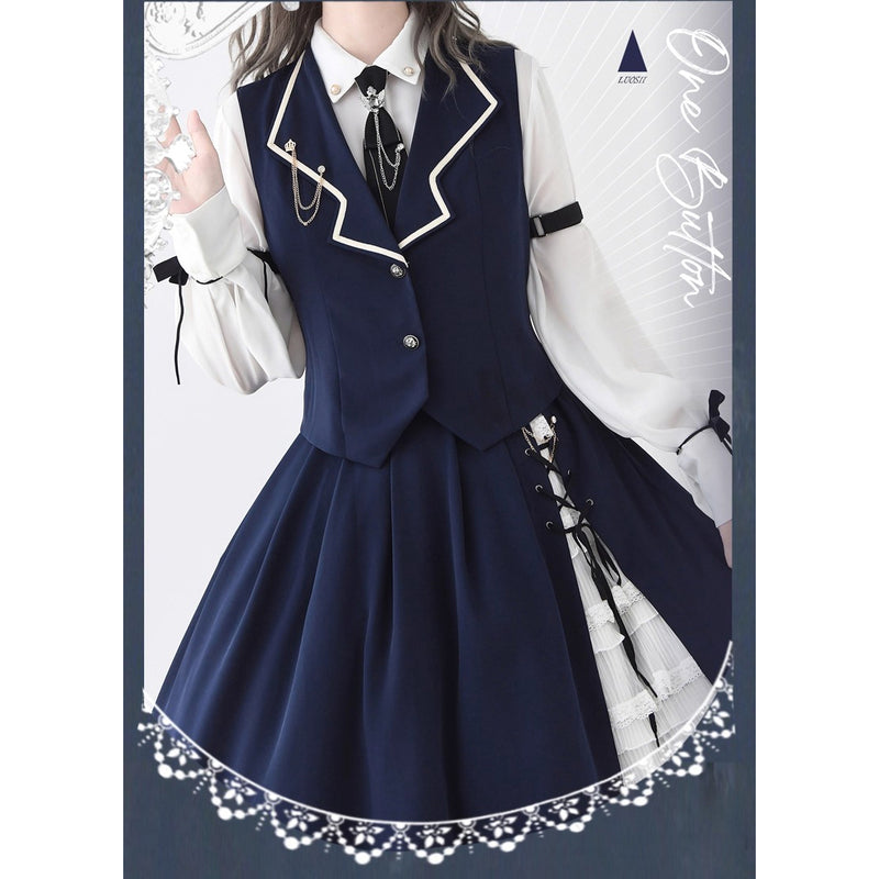 魔法学園のお嬢様のケープとベストとブラウスとコルセットスカート