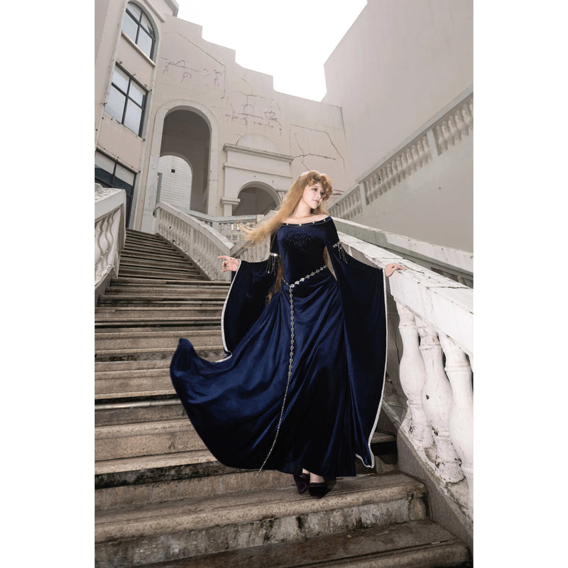 紺青の王妃の刺繍エレガントワンピース[2026年1月上旬-2月上旬発送予定]