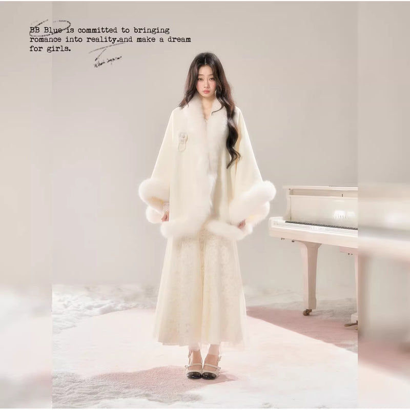 Romantic Fur Cape Coat
