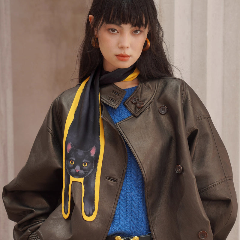 黒猫の挿絵マフラー