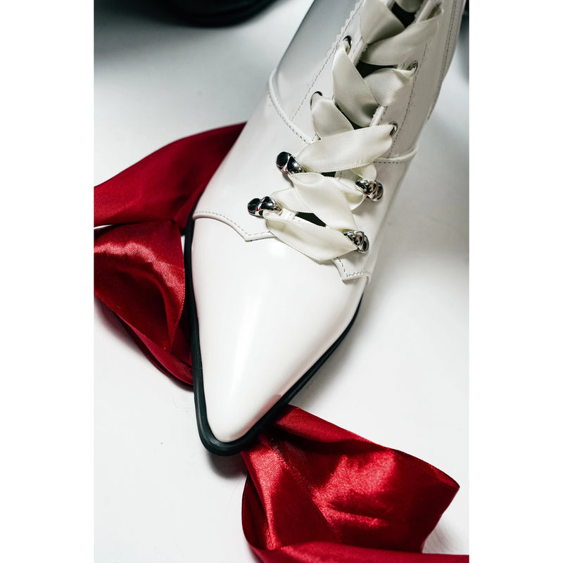 貴族令嬢の編み上げゴシックロングブーツ - White[2026年3月上旬-3月下旬発送予定]