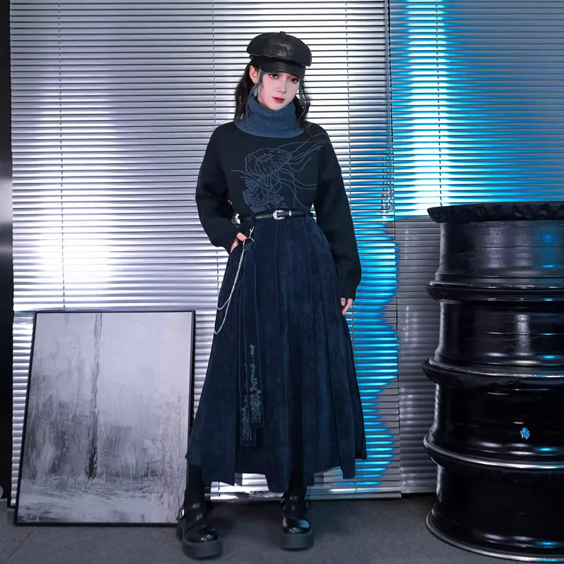 海月の刺繍リボンパネルスカート