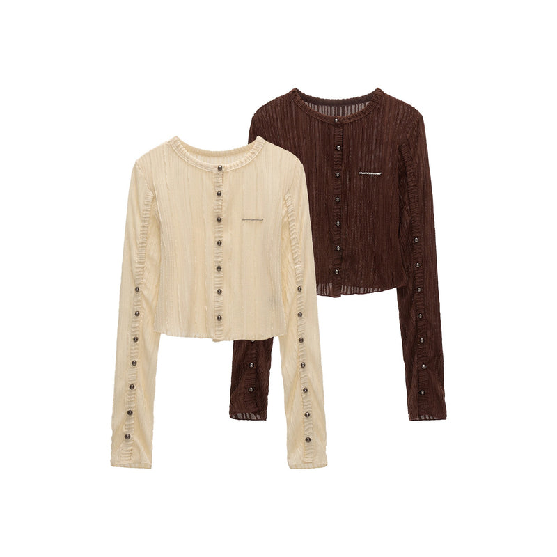 Striped Multi Button Knit Cardigan