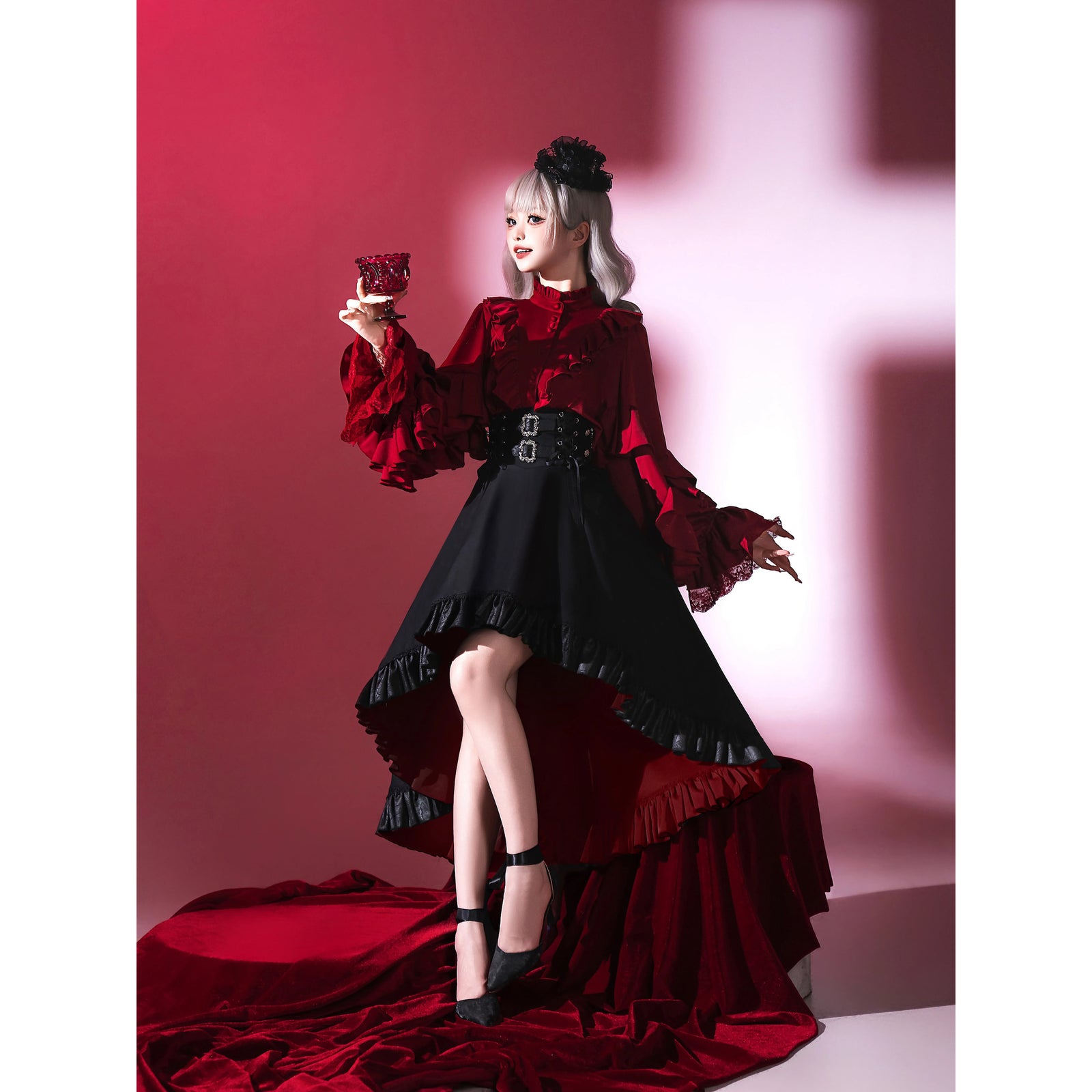 EMR様 ^_^レース 異素材MIX チュールスカート フィッシュテール 結婚式 ビックリボンでガーリーに レースとチュールスカートで上品かわいい
