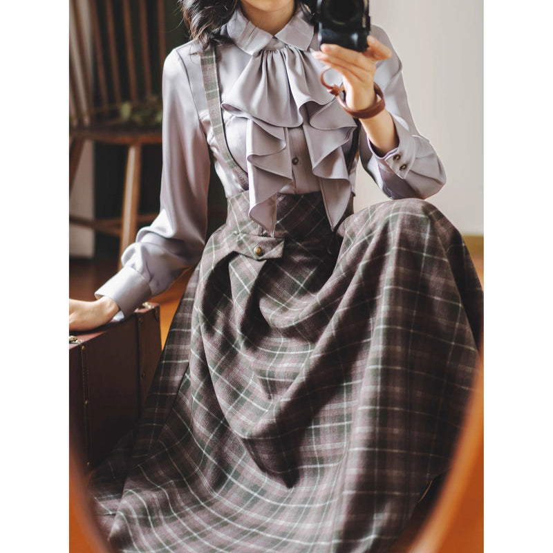 英国のお嬢様のクラシカルブラウス - Silver Gray[2025年12月中旬発送予定]