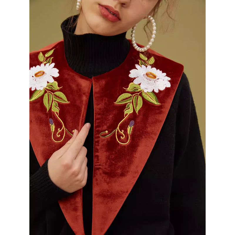 花絵の刺繍付け襟