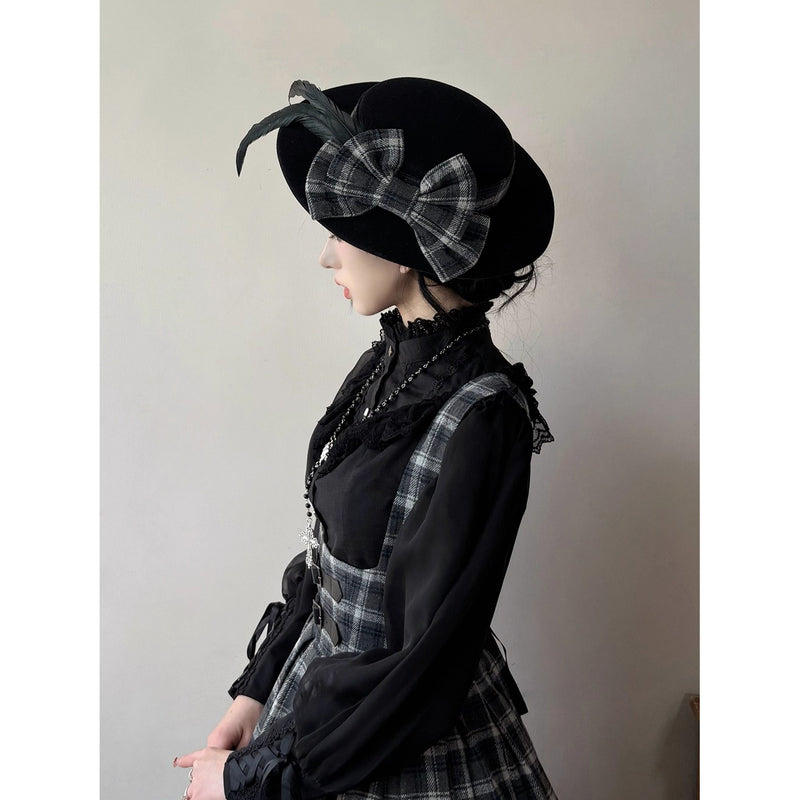 伯爵令嬢のジャンパースカートとケープ - Black Check[2026年2月上旬-3月下旬発送予定]