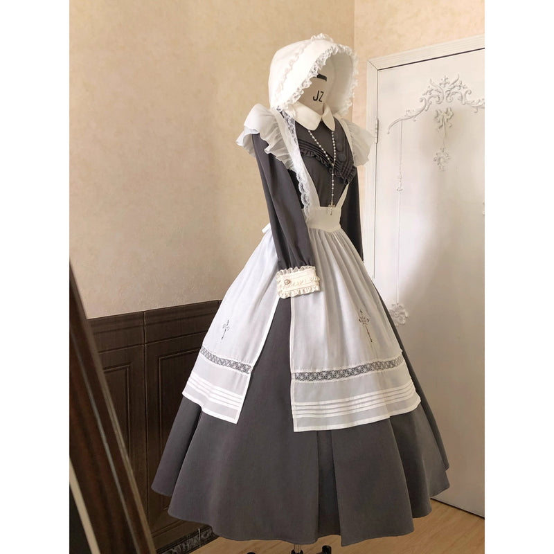召使いのお嬢様のクラシカルワンピースとエプロンとボンネット[2026年2月下旬-3月下旬発送予定]