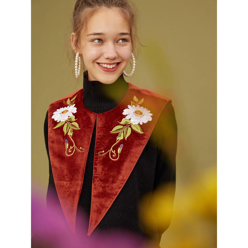 花絵の刺繍付け襟