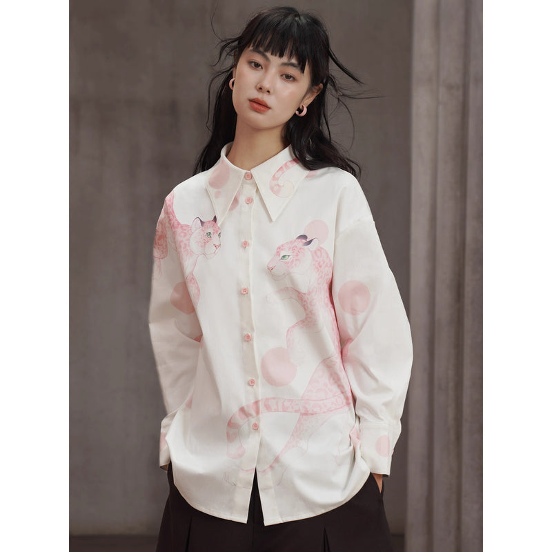 豹の挿絵ブラウス