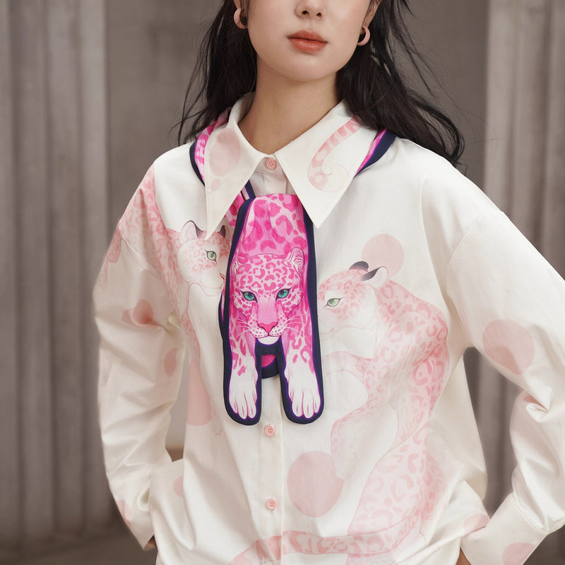 豹の挿絵ブラウス