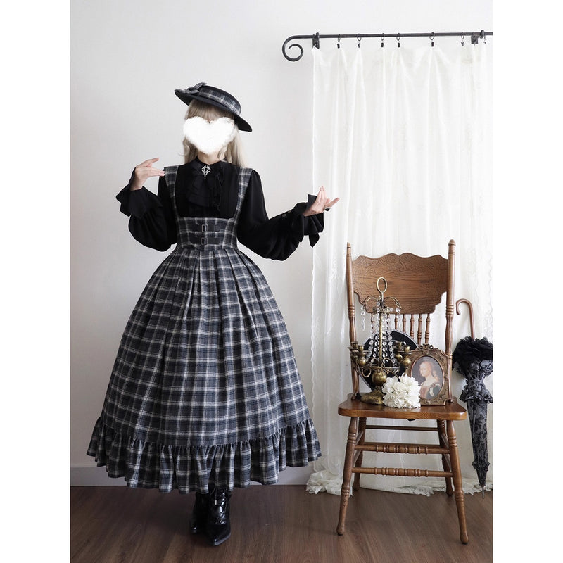 伯爵令嬢のジャンパースカートとケープ - Black Check[2026年2月上旬-3月下旬発送予定]