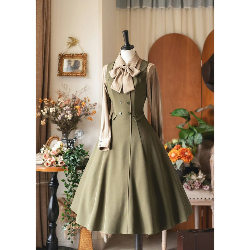 英国のお嬢様のブリティッシュジャンパースカート - Moss Green