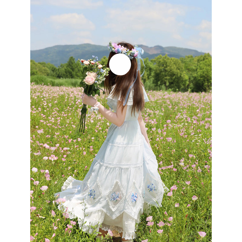 紫陽花の花の刺繍フリルワンピース – ManusMachina