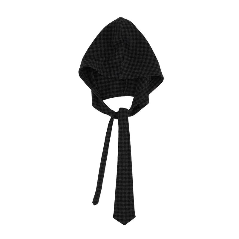 Striped Long Shirt with Checked Hoodie Tie