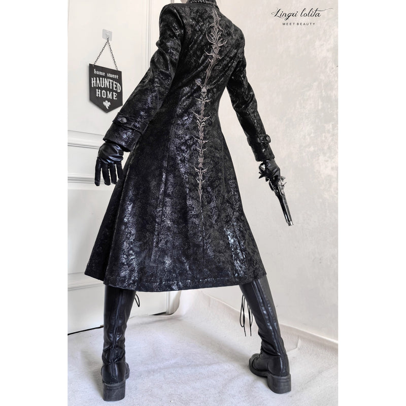 脊椎骨格の刺繍ゴシックコート