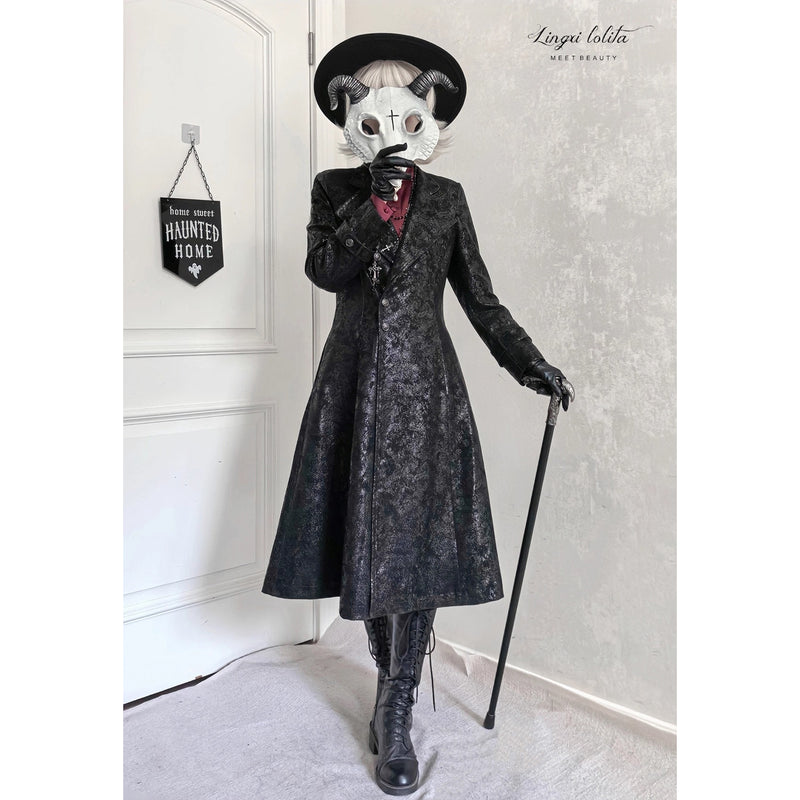 脊椎骨格の刺繍ゴシックコート