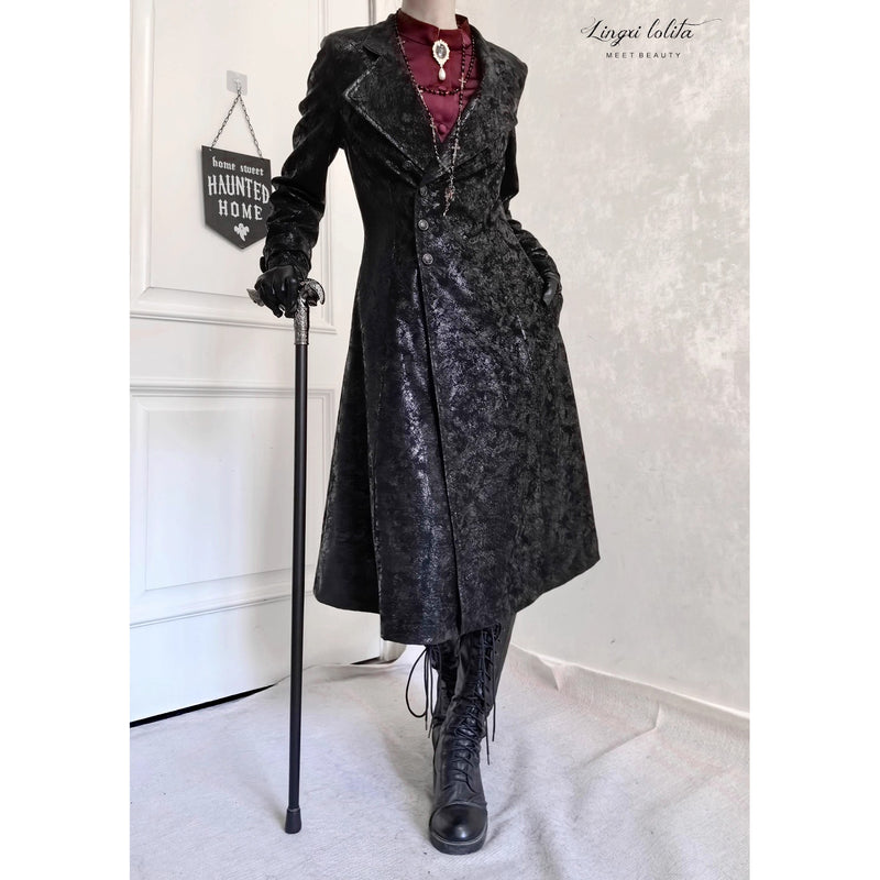 脊椎骨格の刺繍ゴシックコート