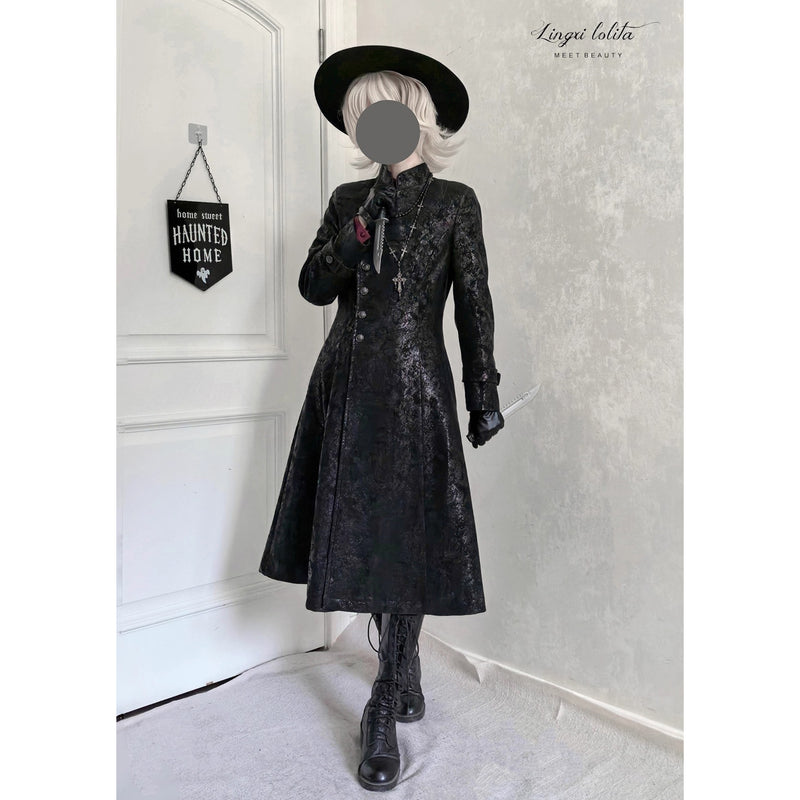 脊椎骨格の刺繍ゴシックコート