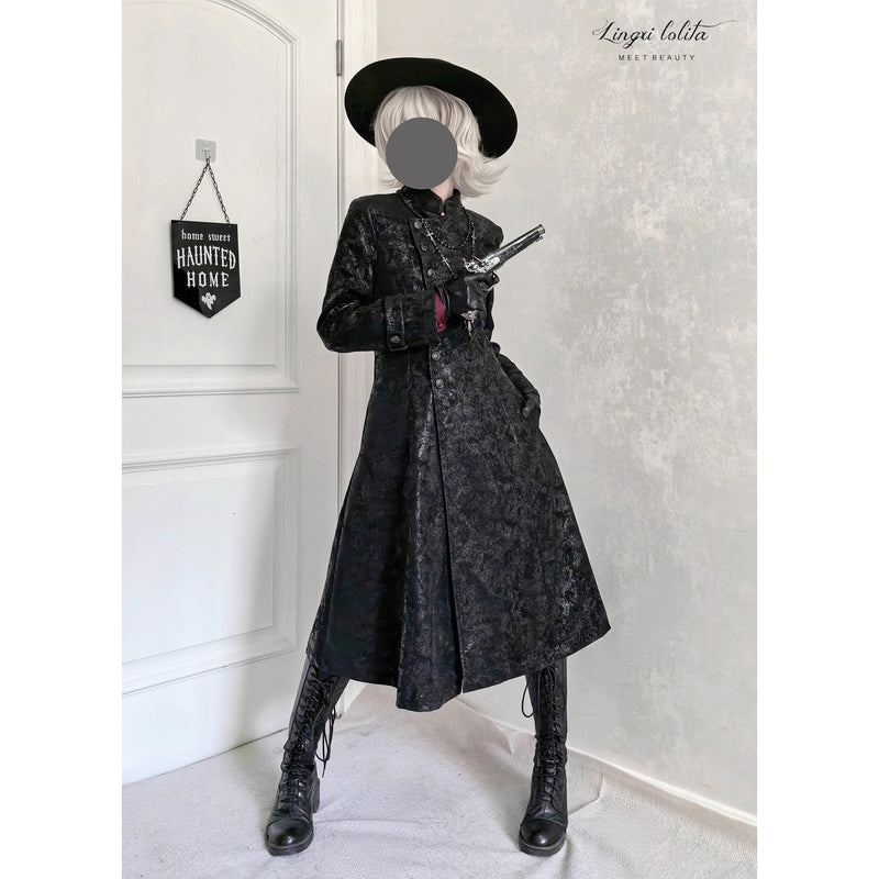 脊椎骨格の刺繍ゴシックコート