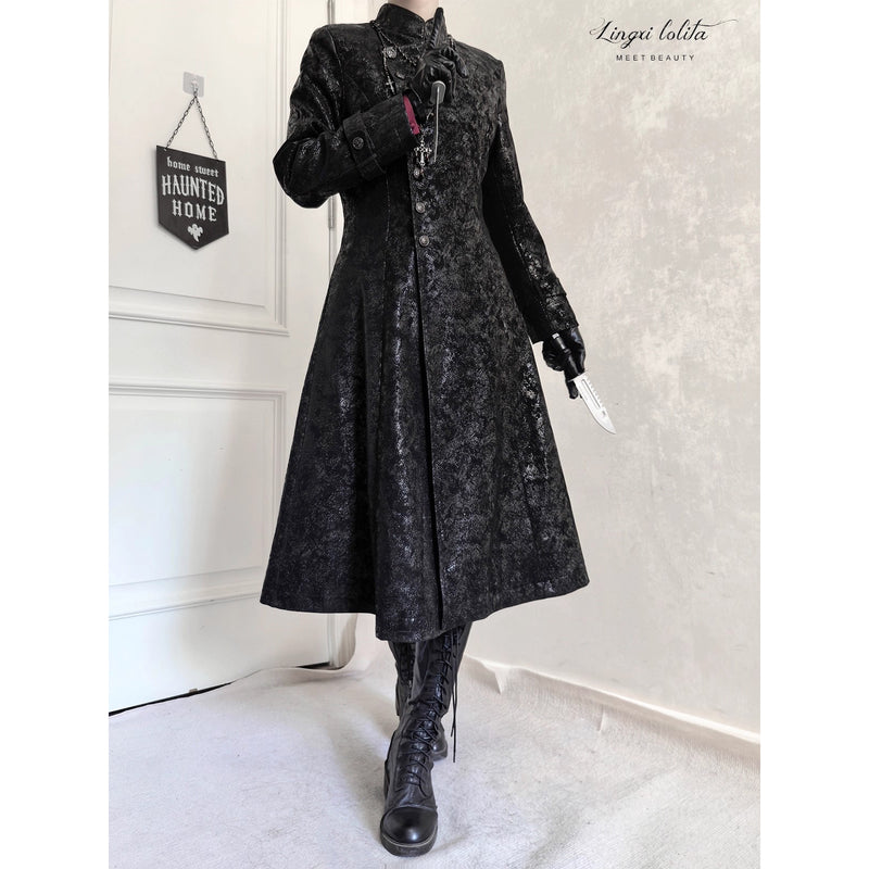 脊椎骨格の刺繍ゴシックコート