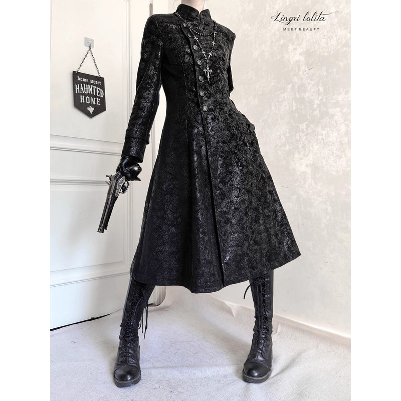 脊椎骨格の刺繍ゴシックコート