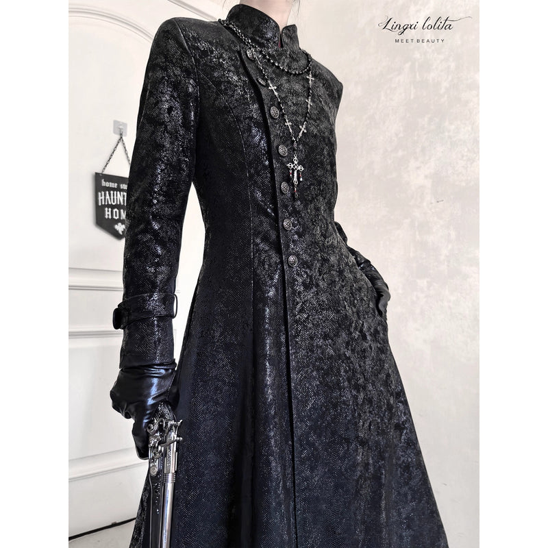 脊椎骨格の刺繍ゴシックコート