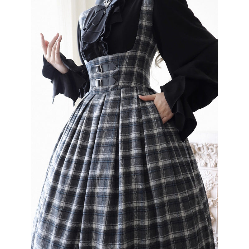 伯爵令嬢のジャンパースカートとケープ - Black Check[2026年2月上旬-3月下旬発送予定]