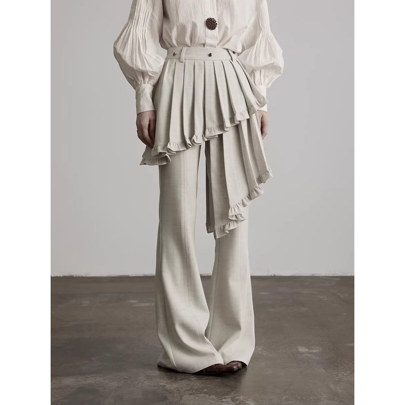 Asymmetrical Ruffled Straight Flare Pants – ManusMachina