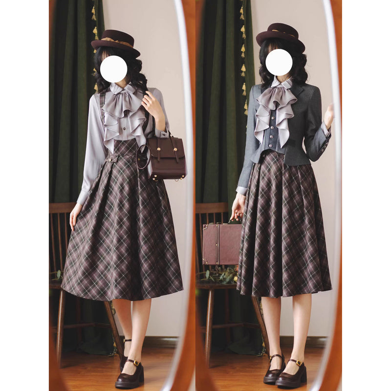 英国のお嬢様のクラシカルショートジャケット - Dark Gray[2025年12月中旬発送予定]