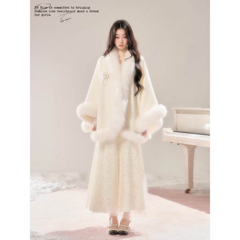 Romantic Fur Cape Coat