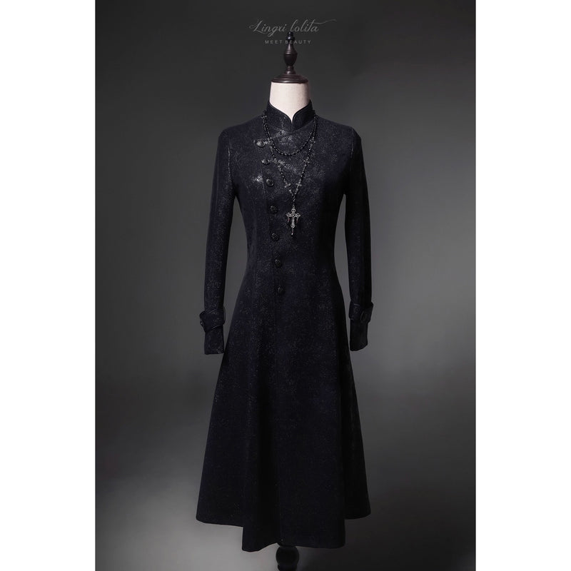 脊椎骨格の刺繍ゴシックコート