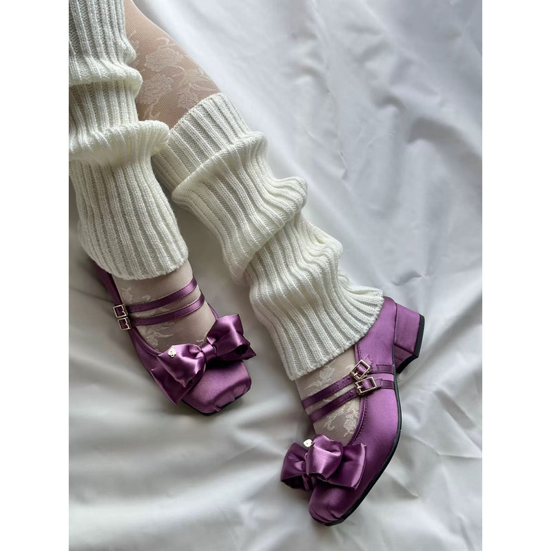Square-toe Satin Ribbon Ballet Shoes - Royal Purple[2025年11月上旬-12月上旬発送予定]