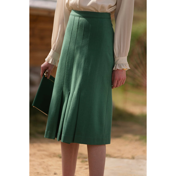 Bright Green Wool Half Skirt