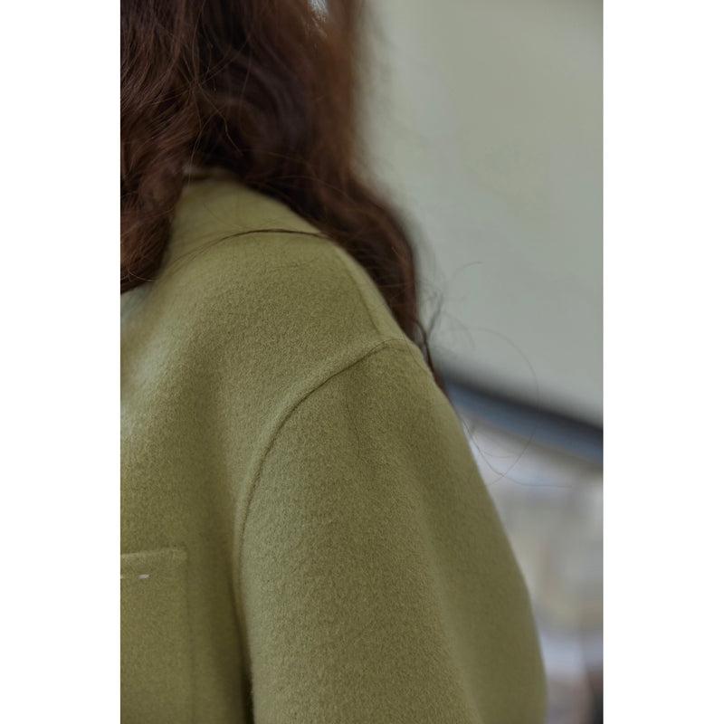 灰緑の編み目ウールジャケット