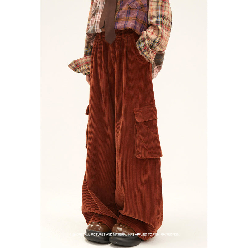 Brown Purple Corduroy Wide Pants