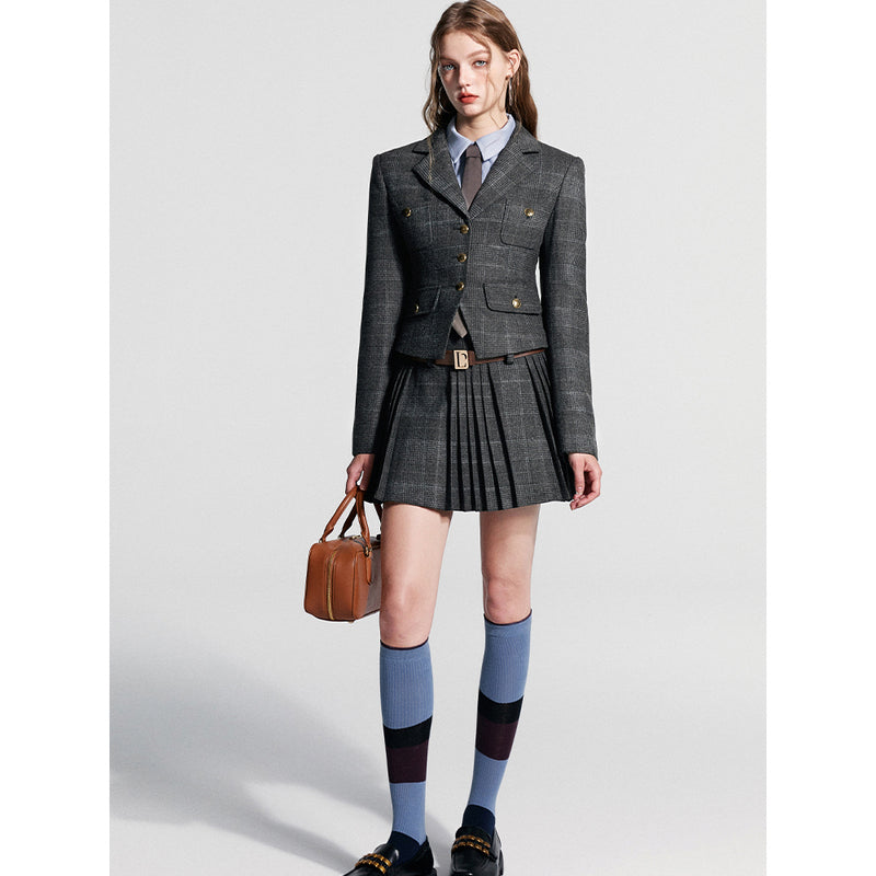 British Literary Girl's Classical Jacket and Pleated Skirt