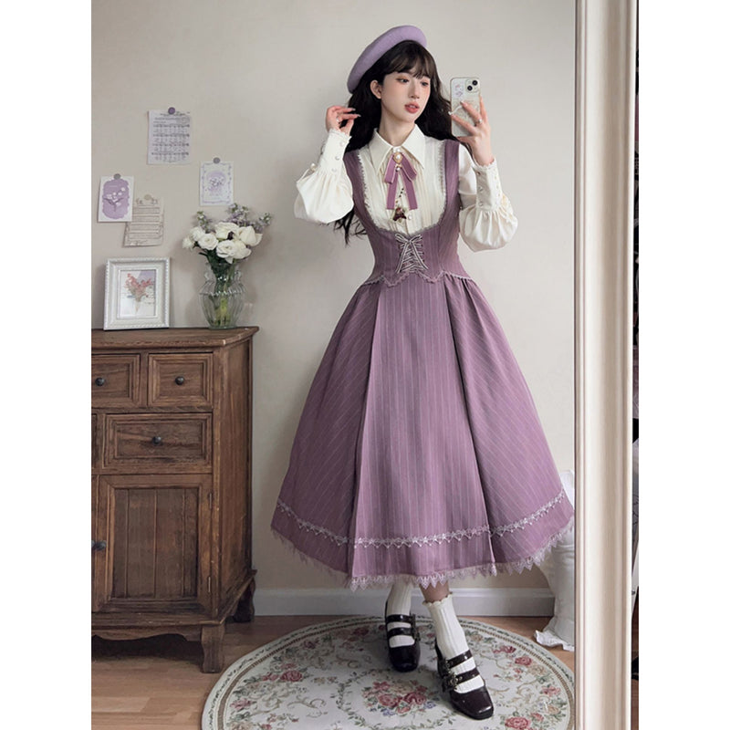 英国令嬢のクラシカルジャンパースカート - Purple[2024年5月下旬-6月下旬発送予定]