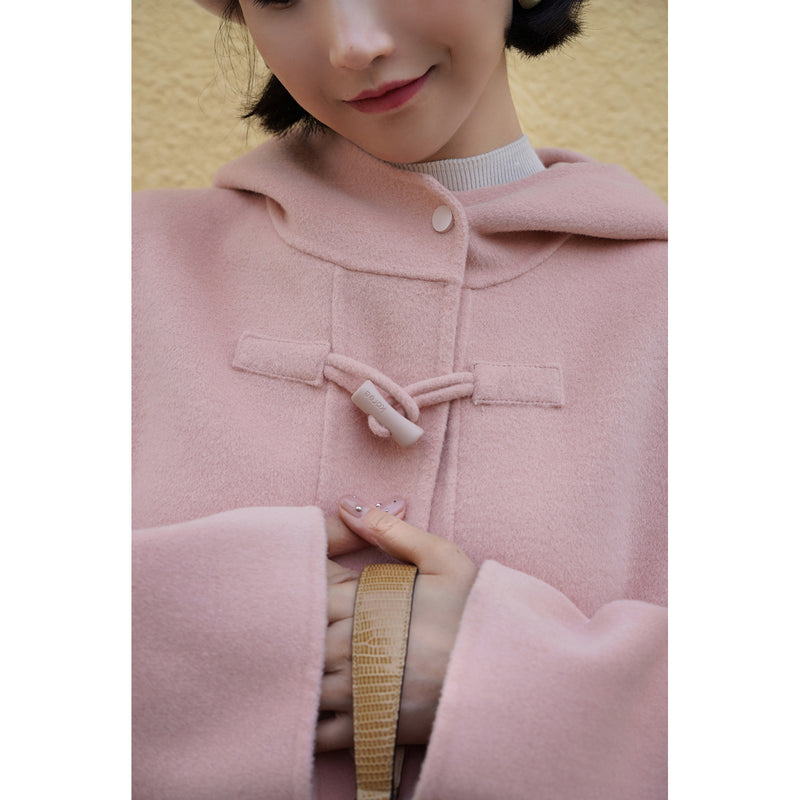 桜色の貴婦人ウールフードコート