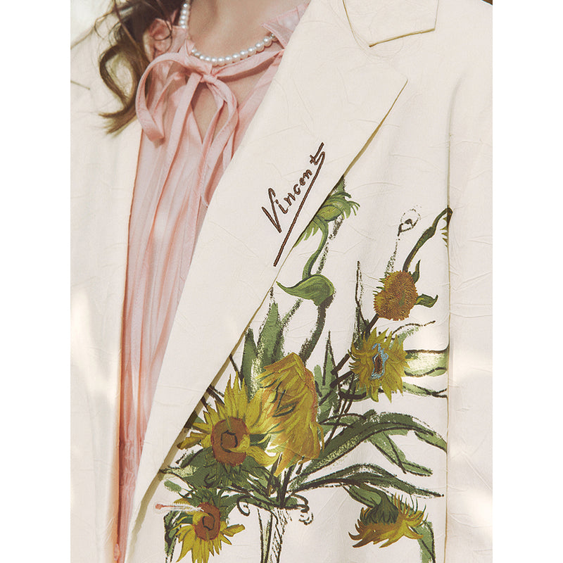 花瓶の向日葵の油彩画ジャケット