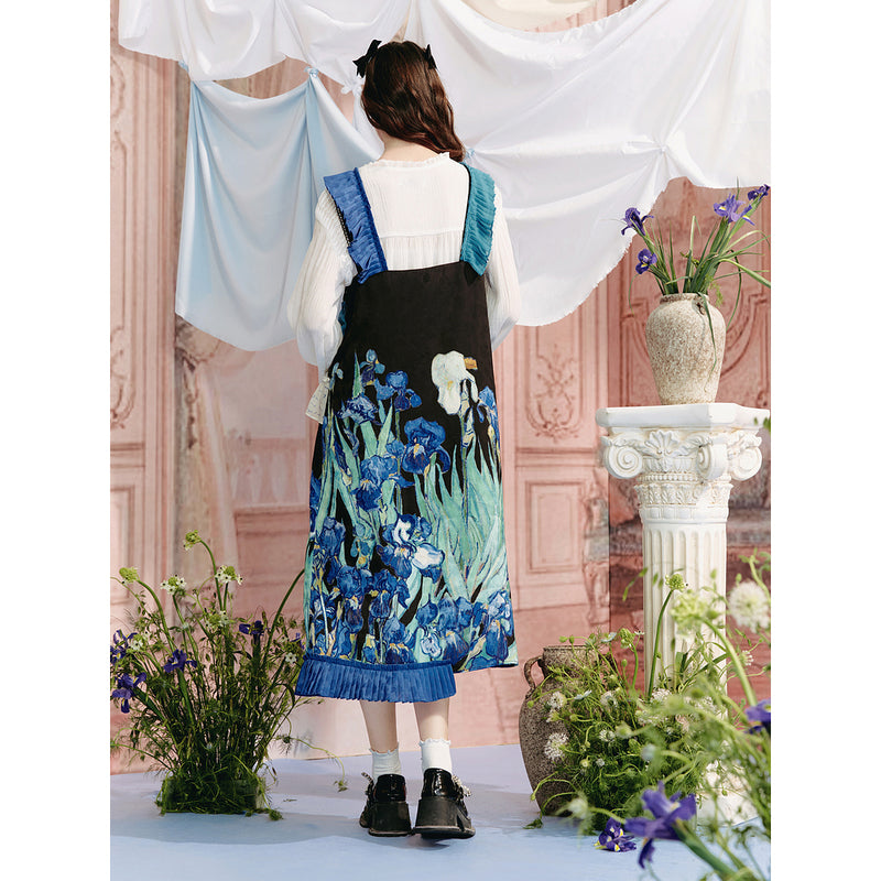 アイリスの花のフリルジャンパースカート