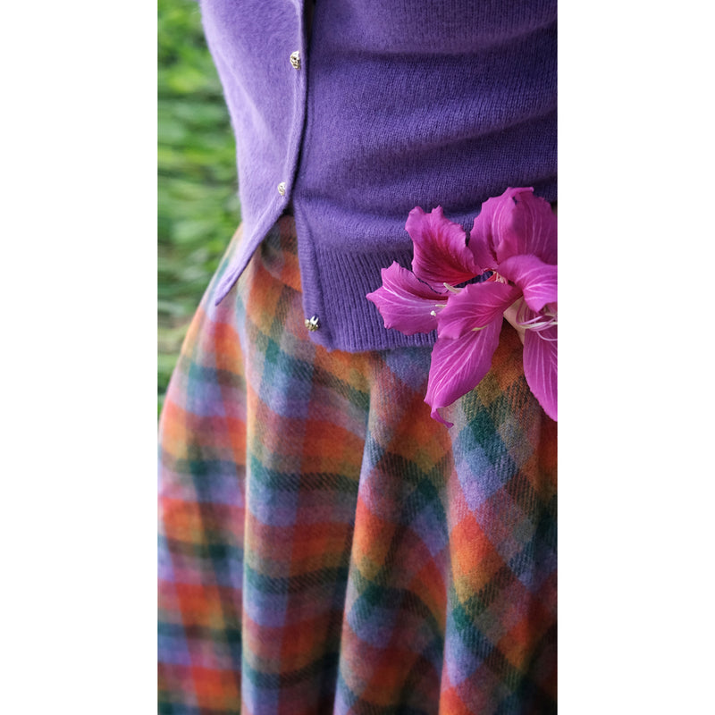 虹色格子柄のレトロアンブレラスカート