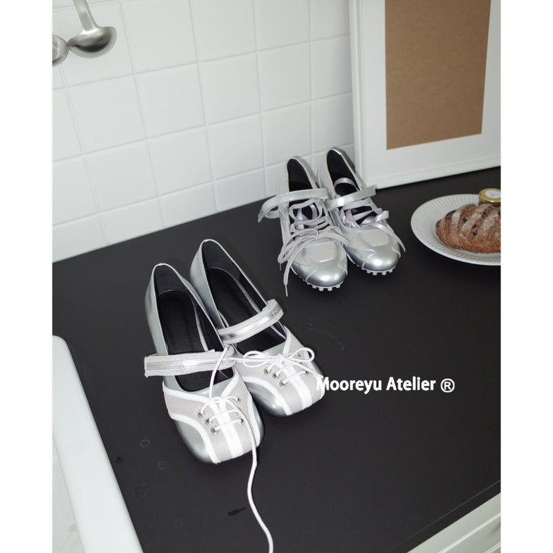 Silver Strap Mary Jane Heel Shoes