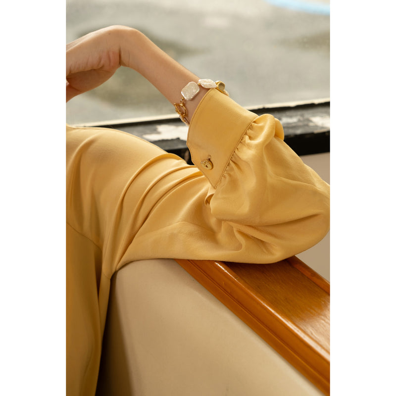 Light Yellow Silk Elegant Blouse[2024年6月下旬-7月上旬発送予定]