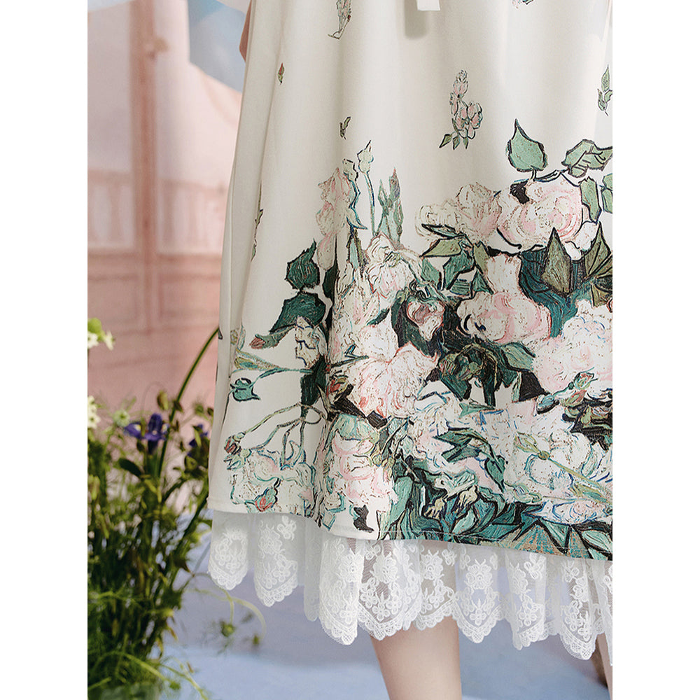 花瓶の向日葵と薔薇のストラップスカート – ManusMachina