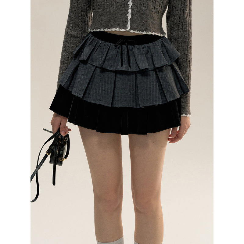 College Stripe Jacket and Short Skirt