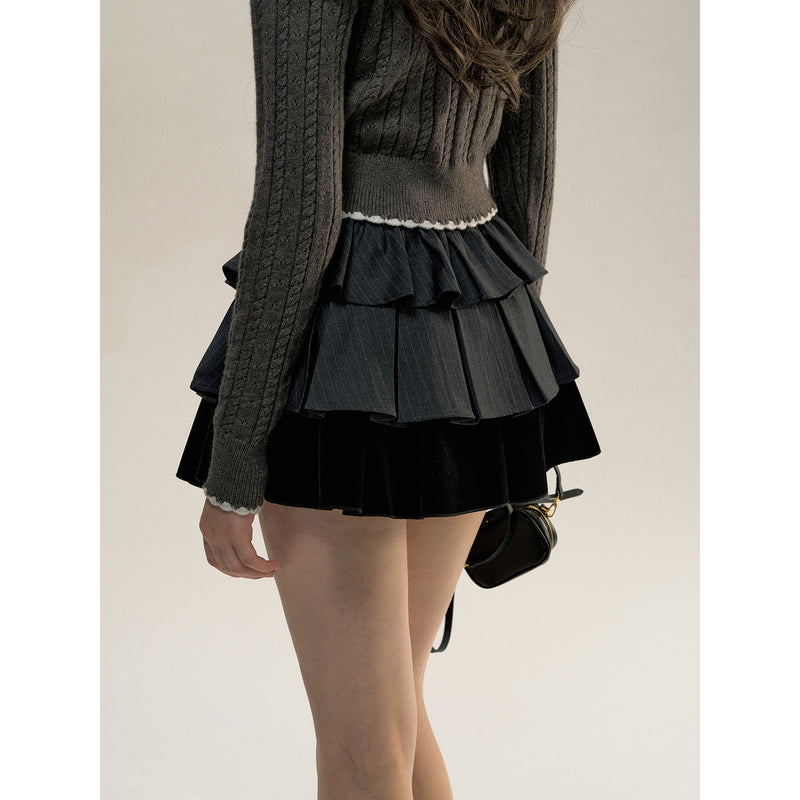 College Stripe Jacket and Short Skirt