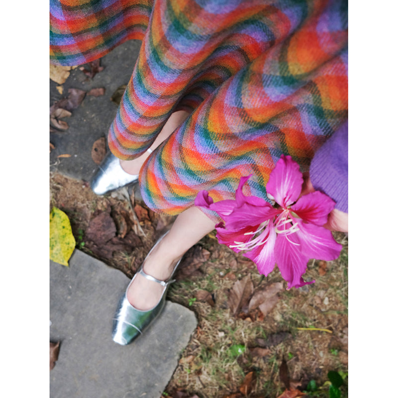虹色格子柄のレトロアンブレラスカート