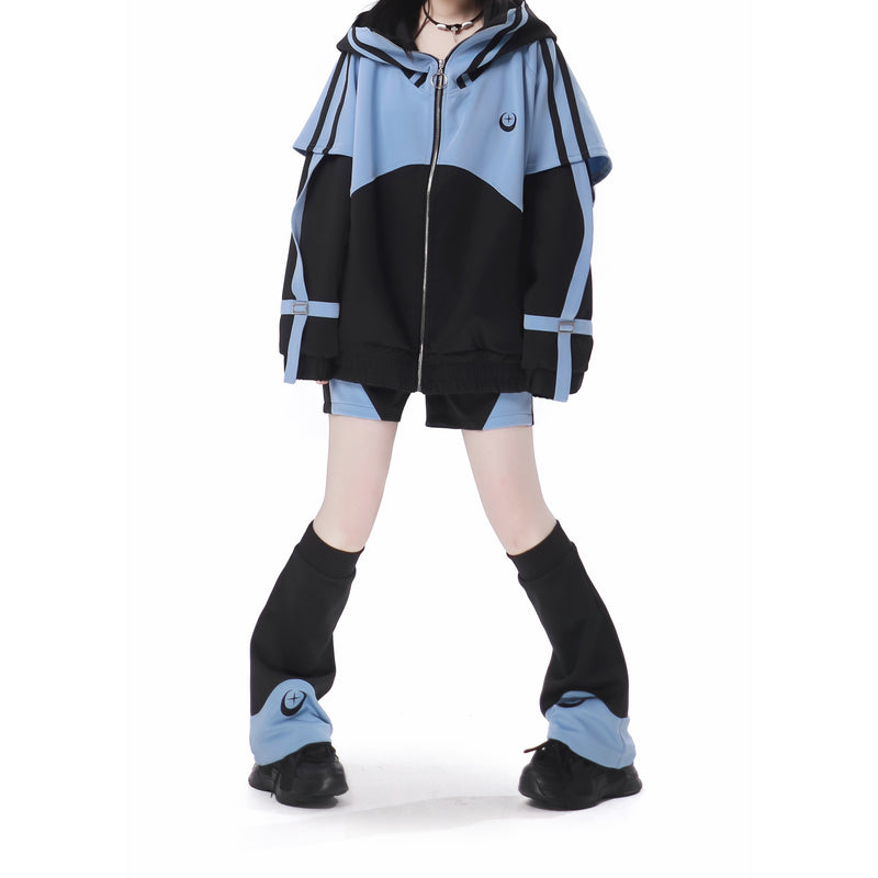 Ground Mine Girl Black and Blue Hoodie and Pants