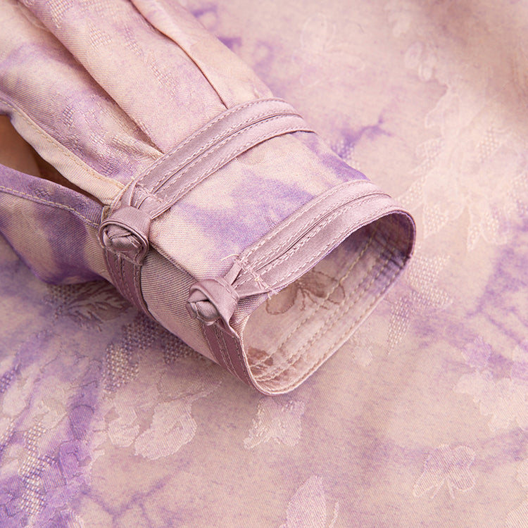薄紫の滲み絵チャイナブラウス